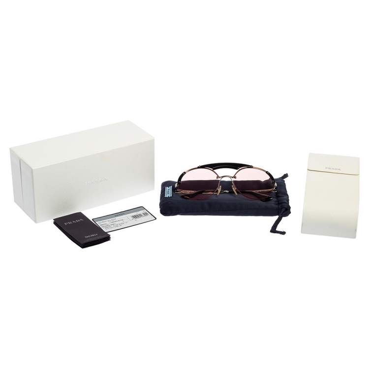 Pre Owned Prada Pink Acetate SPR52U Pilot Sunglasses