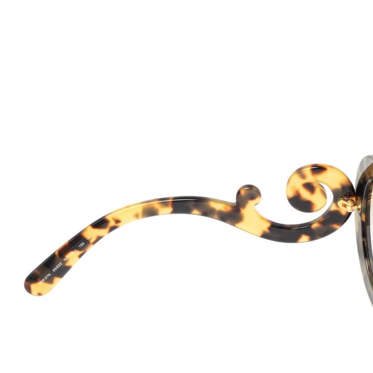 Pre Owned Prada Black/Brown Tortoise Acetate SPR 27N Baroque Gradient Oversized Sunglasses