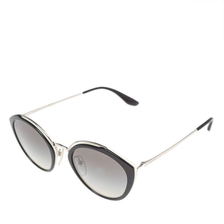مملوكة مسبقًا Prada Monochrome/Grey Gradient SPR 18U Oval Sunglasses