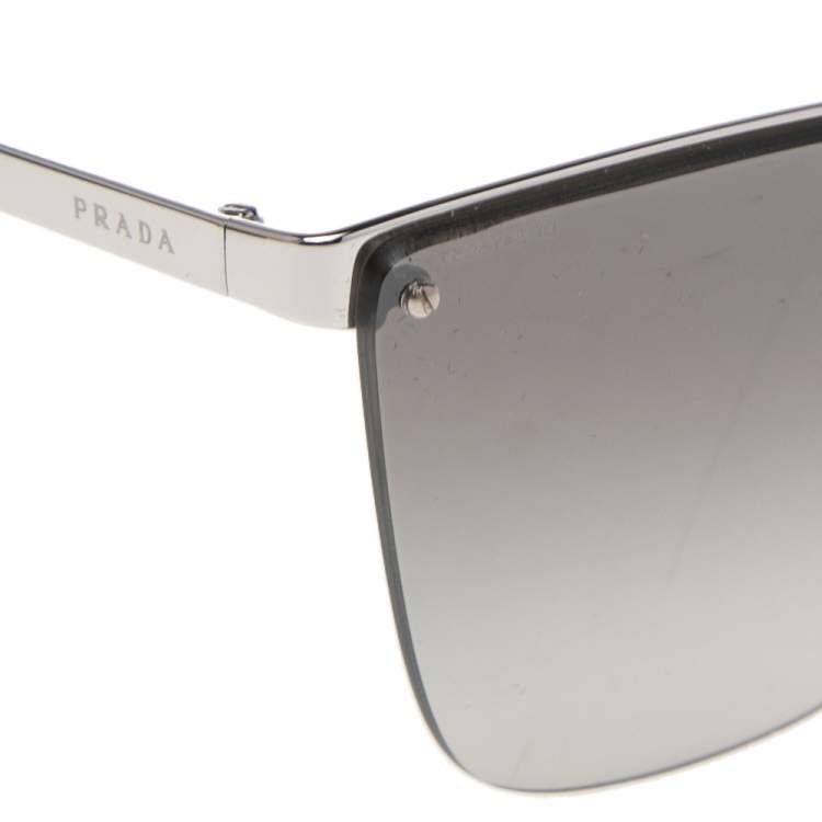 Pre Owned Prada Silver Tone/ Grey Gradient SPR 68T Cat Eye Sunglasses