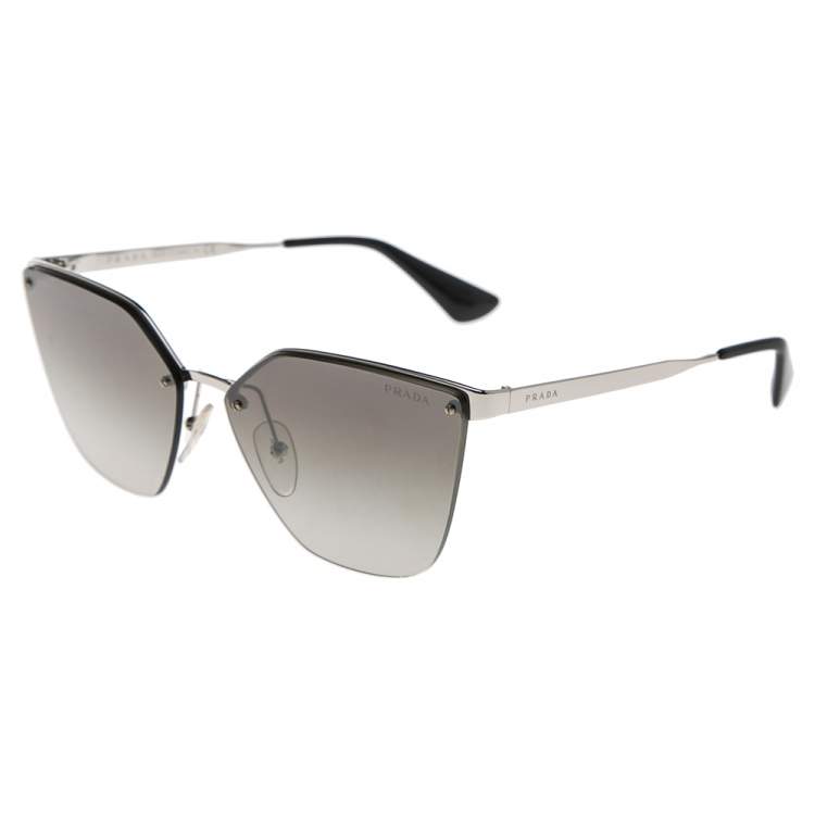 Pre Owned Prada Silver Tone/ Grey Gradient SPR 68T Cat Eye Sunglasses
