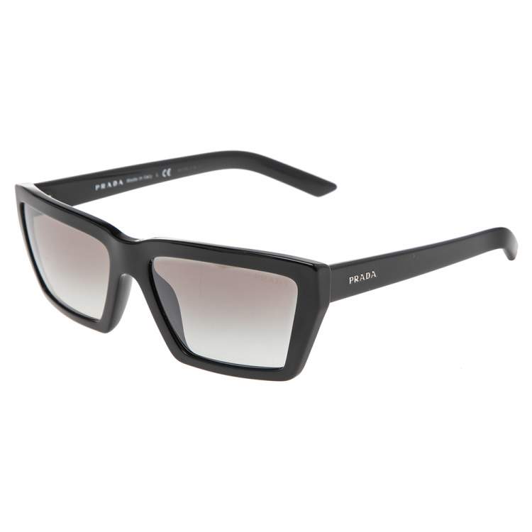 مملوكة مسبقًا Prada Black Acetate SPR04V Gradient Rectangle Sunglasses