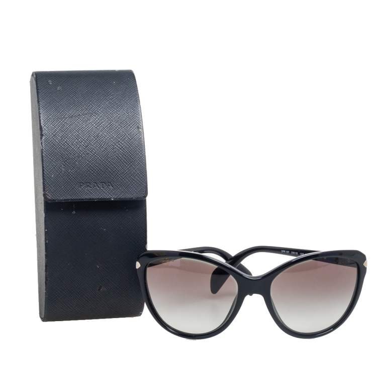 Pre Owned Prada Black Acetate SPR15P Gradient Cat Eye Sunglasses