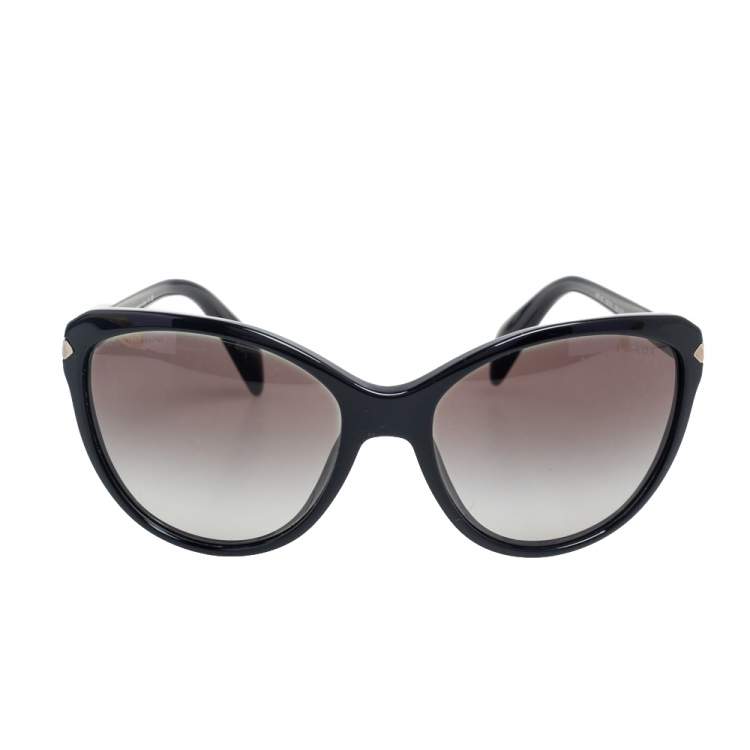 Pre Owned Prada Black Acetate SPR15P Gradient Cat Eye Sunglasses