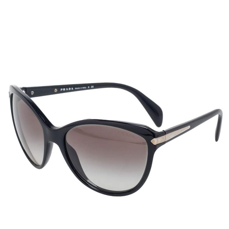 Pre Owned Prada Black Acetate SPR15P Gradient Cat Eye Sunglasses