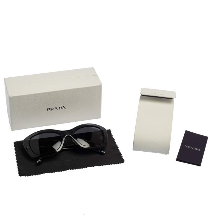 Pre Owned Prada Black Acetate SPR19M Cat Eye Sunglasses