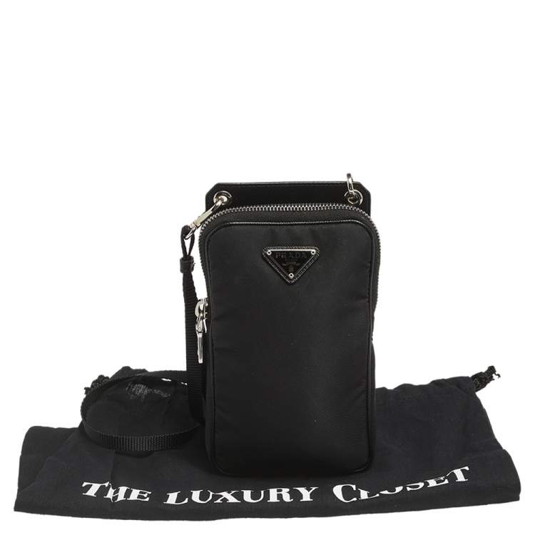 Pre Owned Prada Black Nylon and Leather Smartphone Crossbody Case Bag