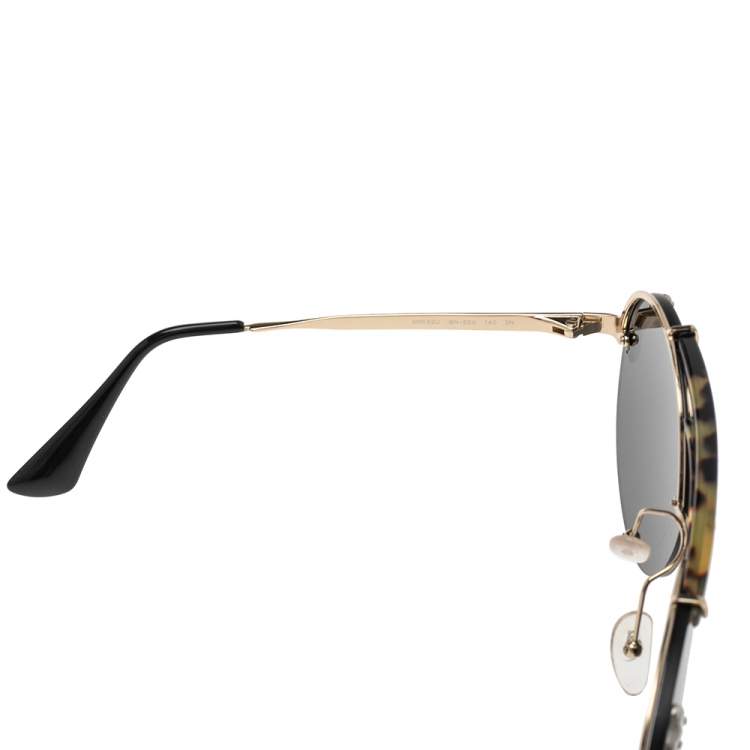 مملوكة مسبقًا Prada Gold Tone/Grey Crystal Ornate SPR52U Round Sunglasses