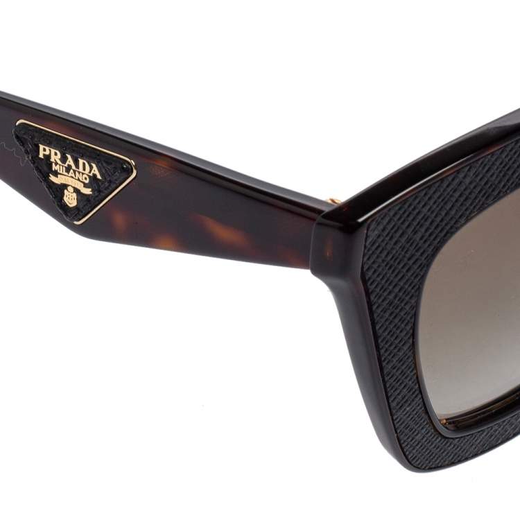 Pre Owned Prada Brown Tortoise Acetate SPR14S Gradient Cat Eye Sunglasses