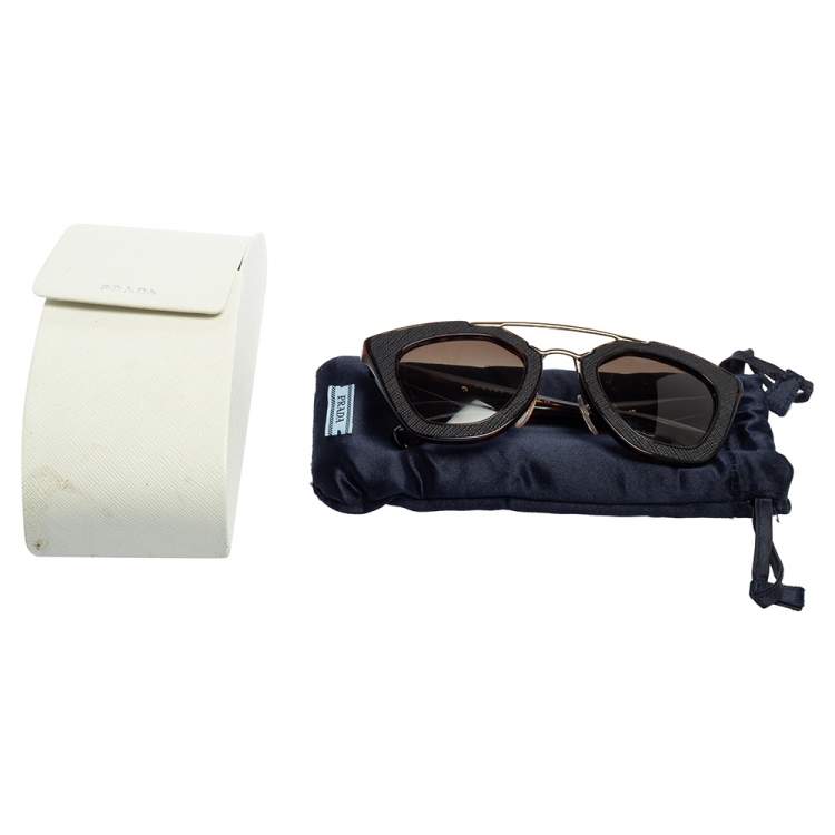 Pre Owned Prada Brown Tortoise Acetate SPR14S Gradient Cat Eye Sunglasses