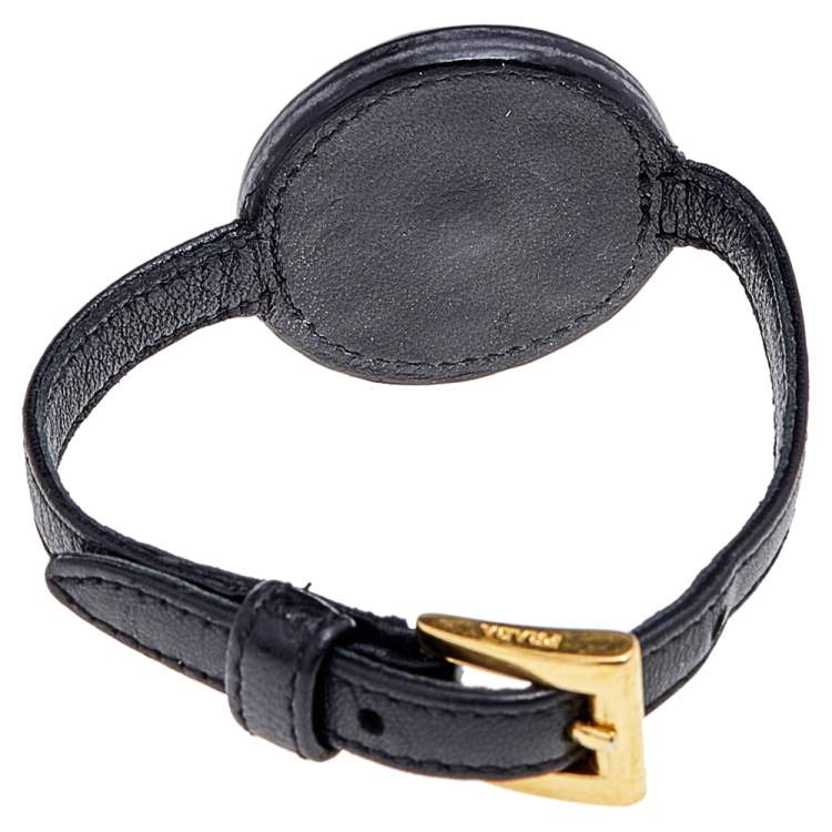 Pre Owned Prada Black & Purple Leather Watch Bracelet 