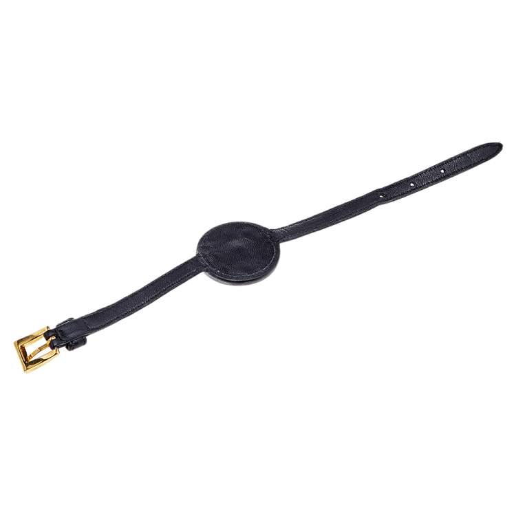 Pre Owned Prada Black & Purple Leather Watch Bracelet 