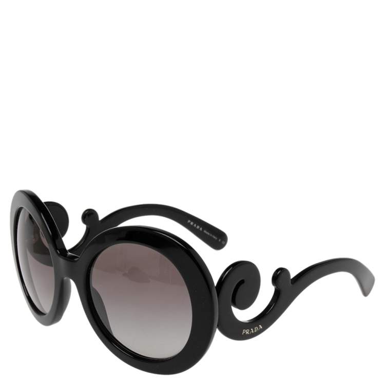 Pre Owned Prada Black/Grey Gradient SPR27N Oversized Round Sunglasses