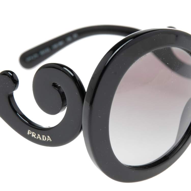 Pre Owned Prada Black/Grey Gradient SPR27N Oversized Round Sunglasses