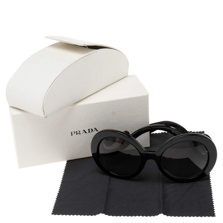 Pre Owned Prada Black/Grey Gradient SPR27N Oversized Round Sunglasses