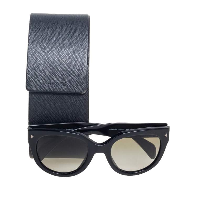 Pre Owned Prada Black SPR 17O Gradient Oval Sunglasses