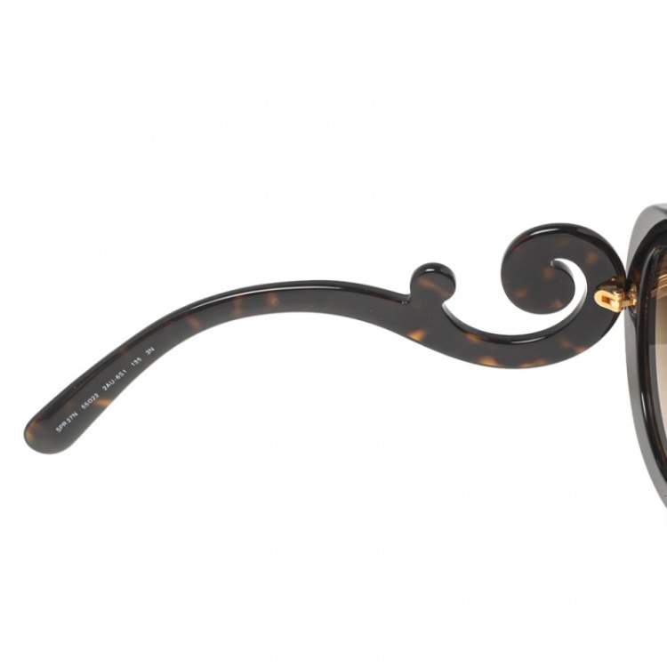 Pre Owned Prada Brown Tortoise SPR27N Baroque Gradient Round Sunglasses