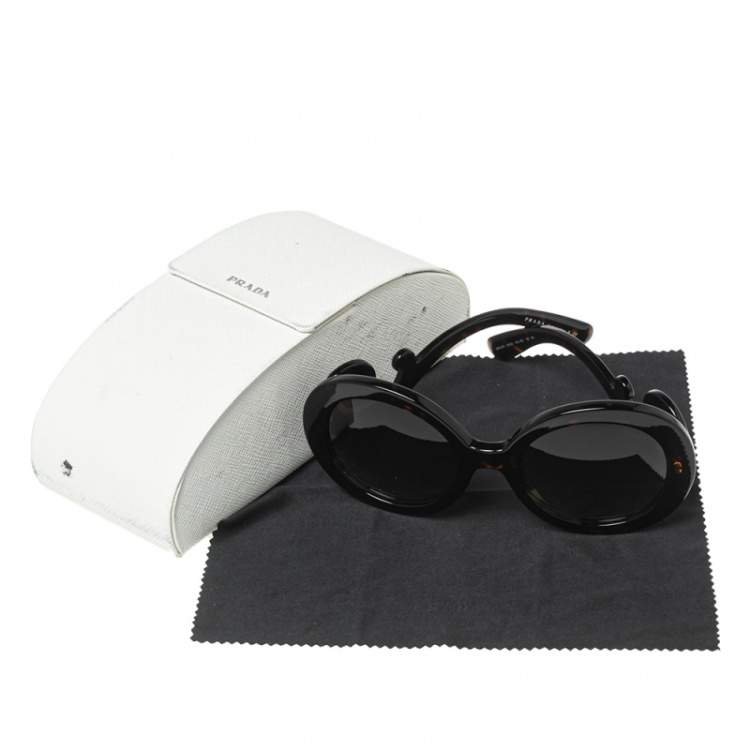 Pre Owned Prada Brown Tortoise SPR27N Baroque Gradient Round Sunglasses