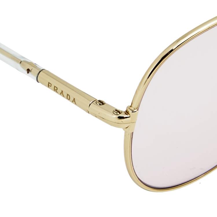 Pre Owned Prada Chromic Gold Tone/ Pink SPR66X Decode Pilot Sunglasses