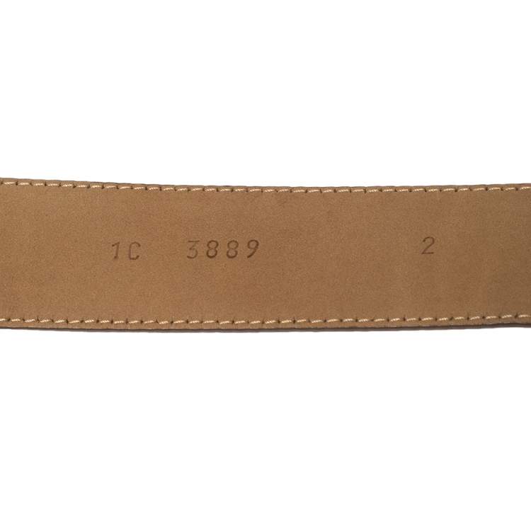 Pre Owned Prada Beige Leather Buckle Belt 80CM