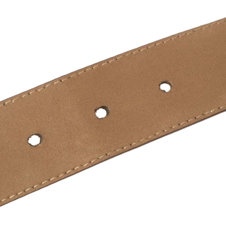 Pre Owned Prada Beige Leather Buckle Belt 80CM