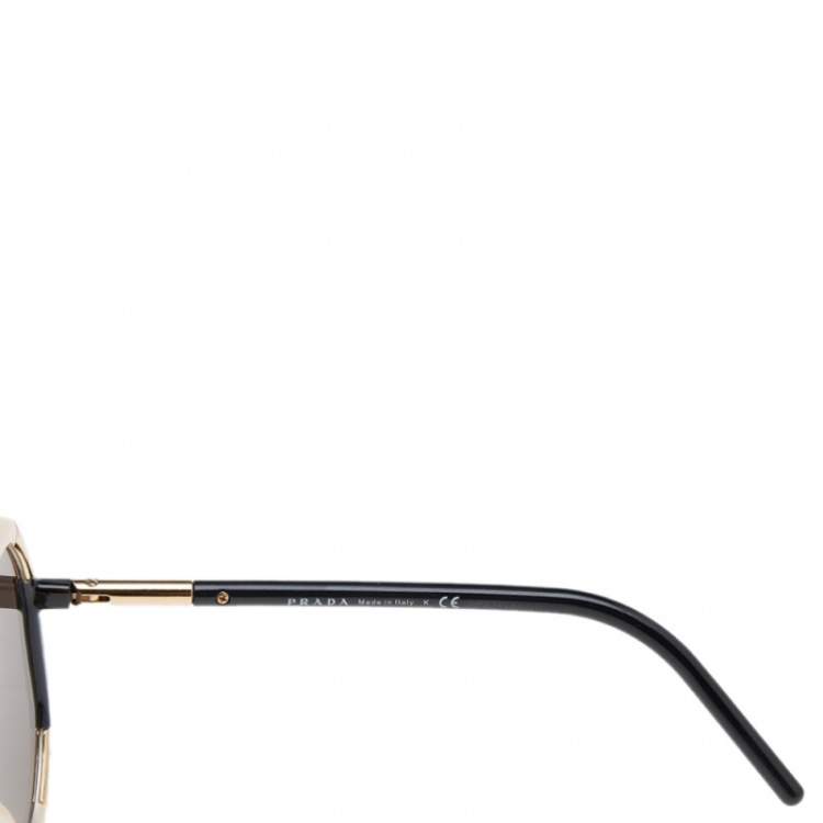 مملوكة مسبقًا Prada Gold & Black / Grey SPR20X Oversized Sunglasses