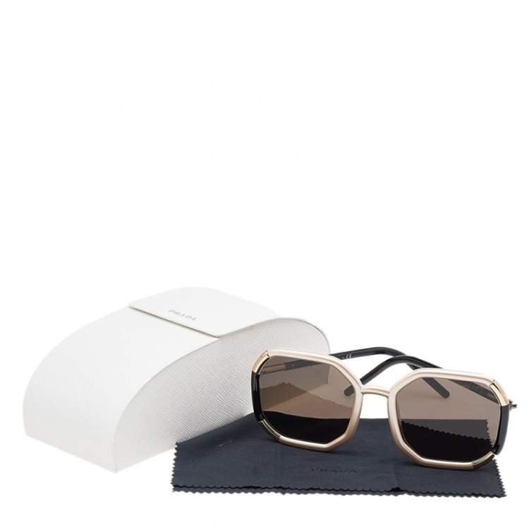 مملوكة مسبقًا Prada Gold & Black / Grey SPR20X Oversized Sunglasses