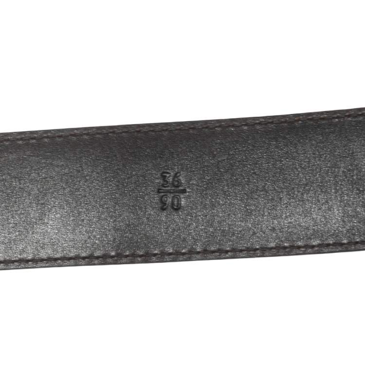 Pre Owned Prada Cream/Black Lizard Buckle Belt 90CM