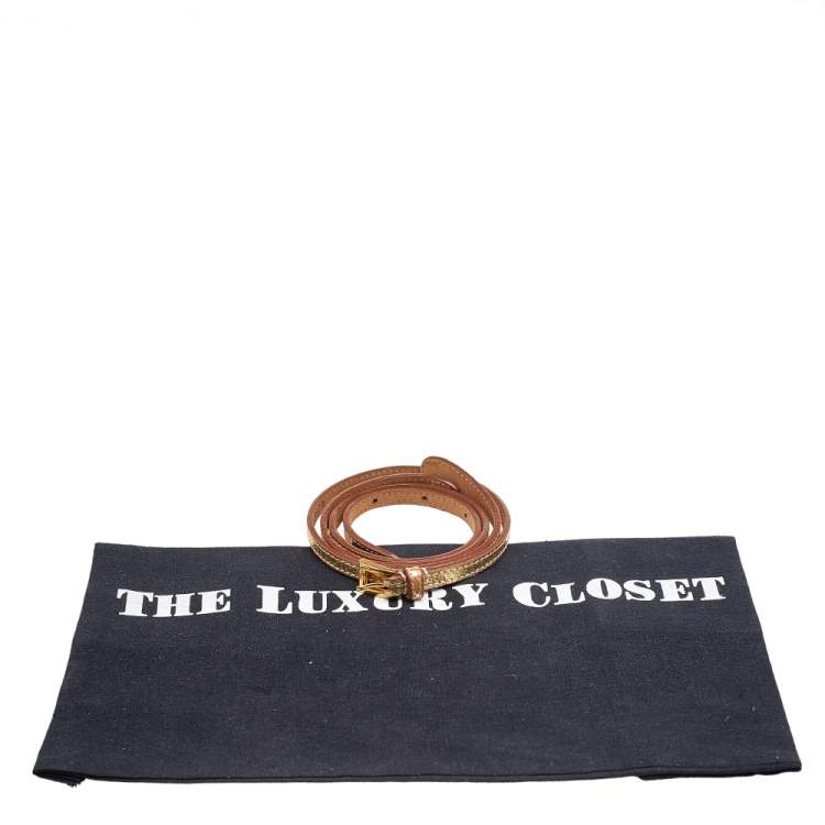 Pre Owned Prada Metallic Gold Leather Thin Waist Belt 80 CM