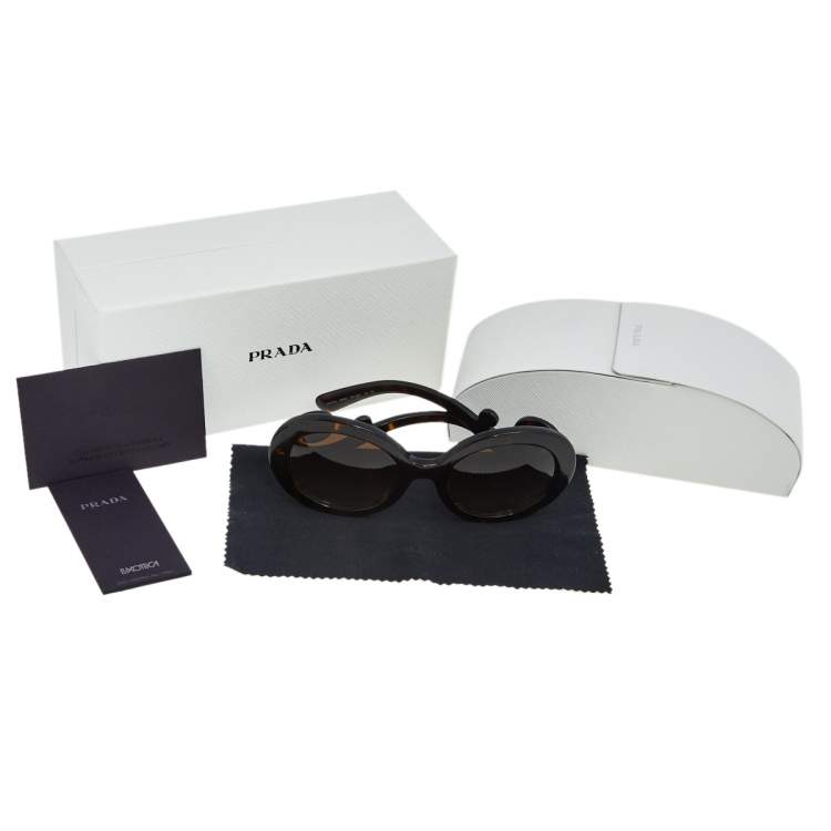 Pre Owned Prada Brown Havana/ Brown Gradient SPR27N Baroque Round Sunglasses