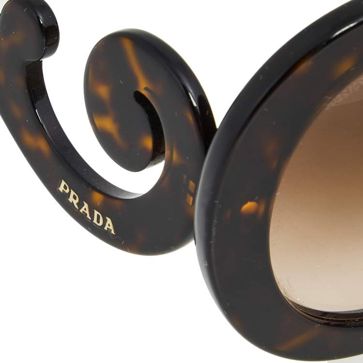 Pre Owned Prada Brown Havana/ Brown Gradient SPR27N Baroque Round Sunglasses