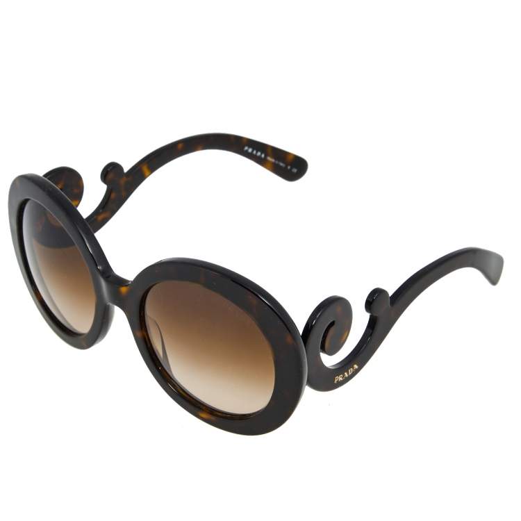 Pre Owned Prada Brown Havana/ Brown Gradient SPR27N Baroque Round Sunglasses