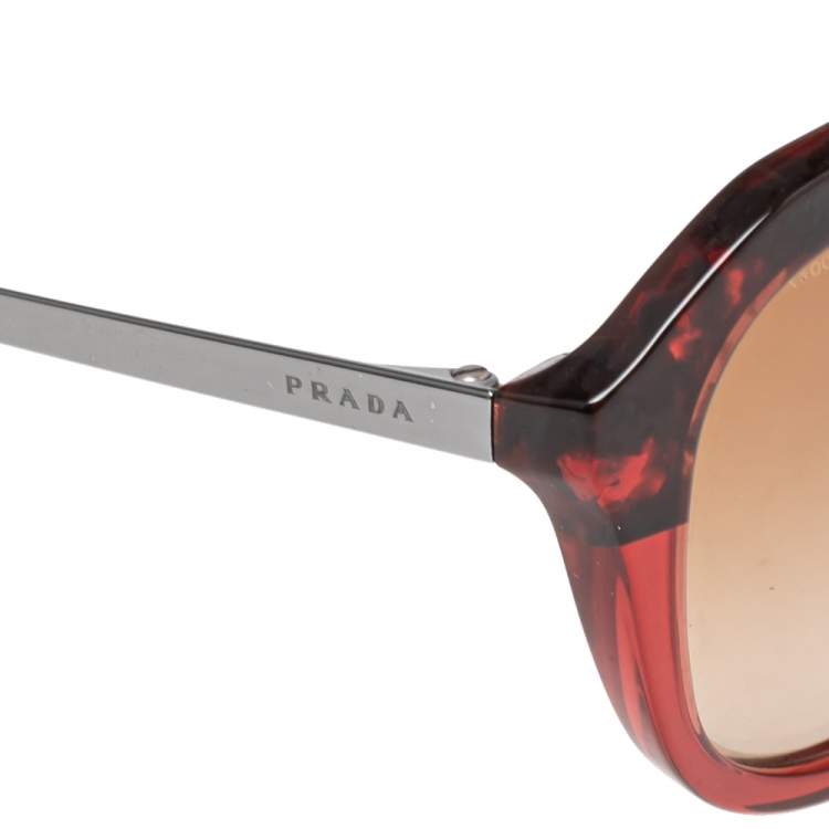 Pre Owned Prada Red Havana / Brown Gradient SPR 12Q Cinema Aviator Sunglasses
