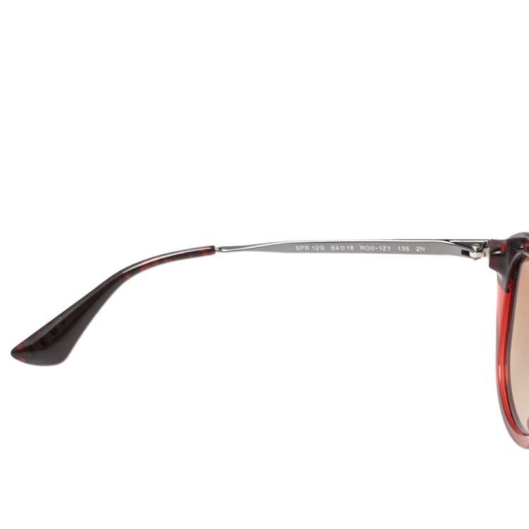 Pre Owned Prada Red Havana / Brown Gradient SPR 12Q Cinema Aviator Sunglasses