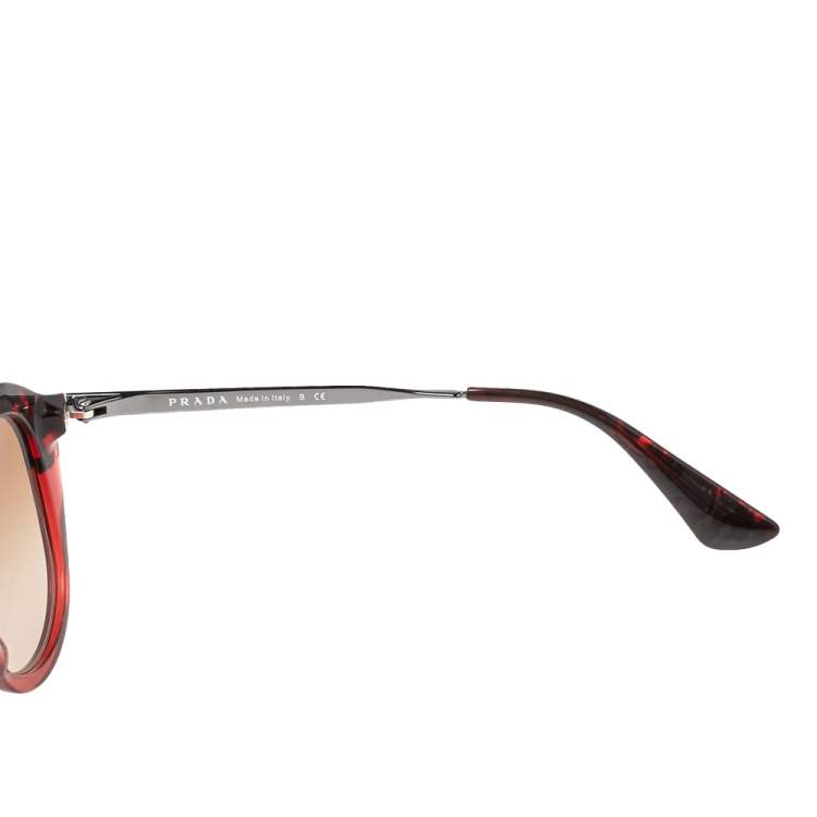 Pre Owned Prada Red Havana / Brown Gradient SPR 12Q Cinema Aviator Sunglasses