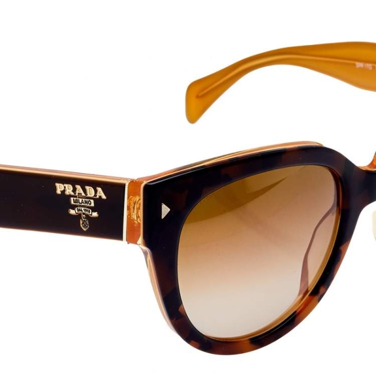 Pre Owned Prada Havana Brown/ Brown Gradient  SPR 170 Cat Eye Sunglasses