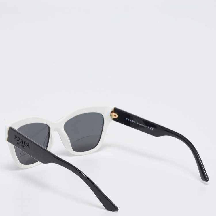 Pre Owned Prada Black/White SPR 23X Cat Eye Sunglasses