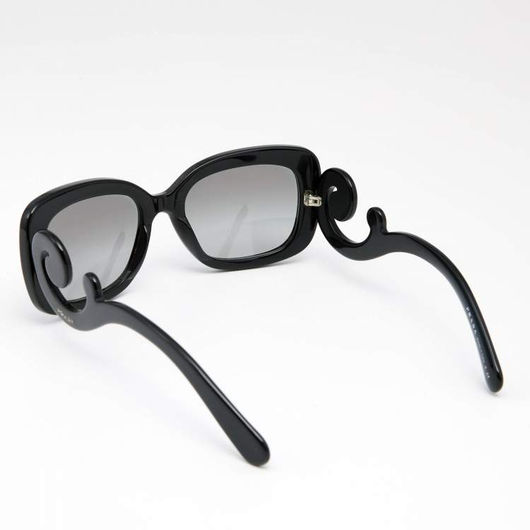 مملوكة مسبقًا Prada Black Acetate Square Frame Baroque Sunglasses