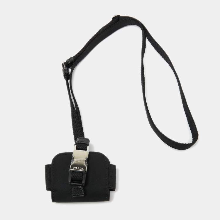 Pre Owned Prada Black Nylon Airpods Pro Case with Adjustable Strap