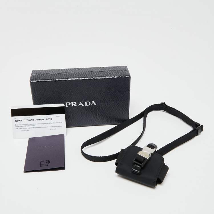 Pre Owned Prada Black Nylon Airpods Pro Case with Adjustable Strap
