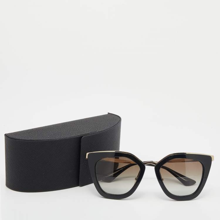 Pre Owned Prada Black/Gold Brown Gradient SPR 53S Cinema Cat-Eye Sunglasses