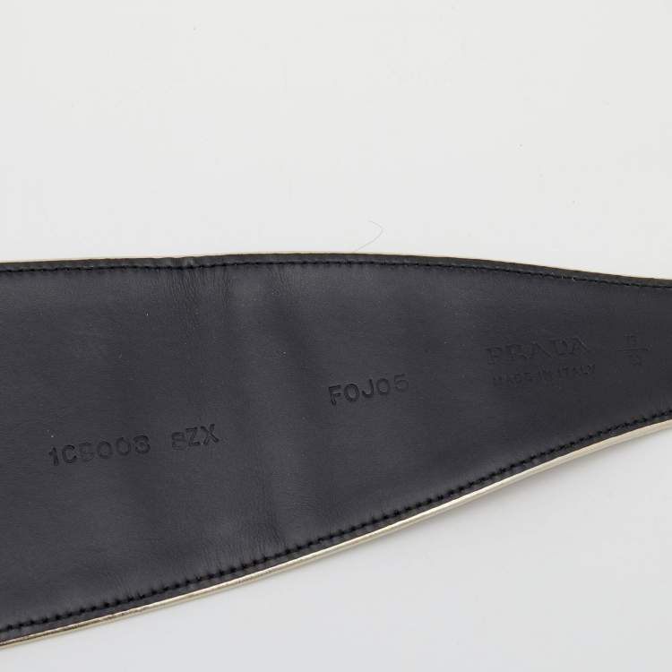 Pre Owned Prada Black Patent Leather Corset Waist Belt 75 CM