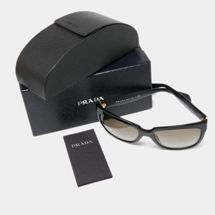 Pre Owned Prada Black Acetate Square Frame Spr07p Sunglasses