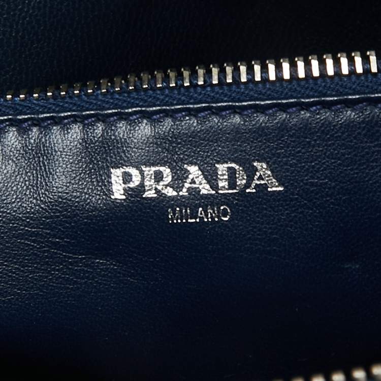 Pre Owned Prada Blue Saffiano Leather Wristlet Travel Organizer