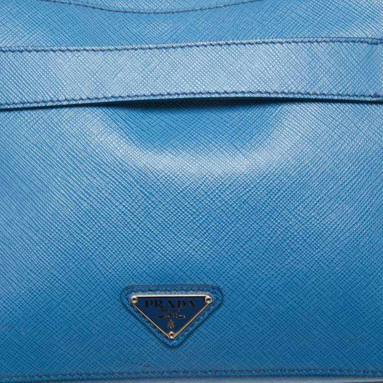 Pre Owned Prada Blue Saffiano Leather Wristlet Travel Organizer