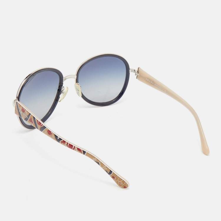 Pre Owned Prada Black & Printed/ Blue Gradient SPR51N Oversized Sunglasses