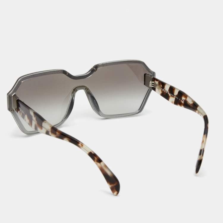 Pre Owned Prada Tortoiseshell/Grey Gradient SPR 15T Hide Geometric Sunglasses