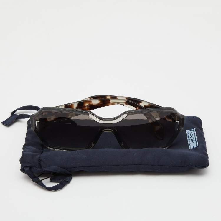 Pre Owned Prada Tortoiseshell/Grey Gradient SPR 15T Hide Geometric Sunglasses