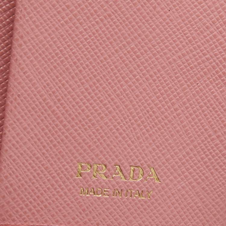 Pre Owned Prada Pink Saffiano Leather Key Case Holder