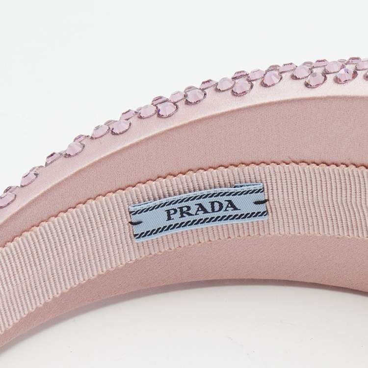 Pre Owned Prada Pink Crystal Embellished Satin Headband